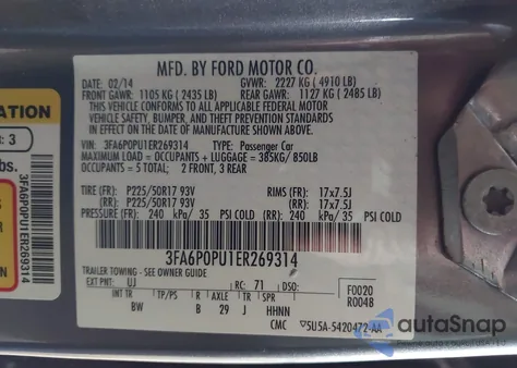 2014 Ford Fusion Energi Se Luxury z USA, uszkodzony, nr VIN 3FA6P0PU1ER269314